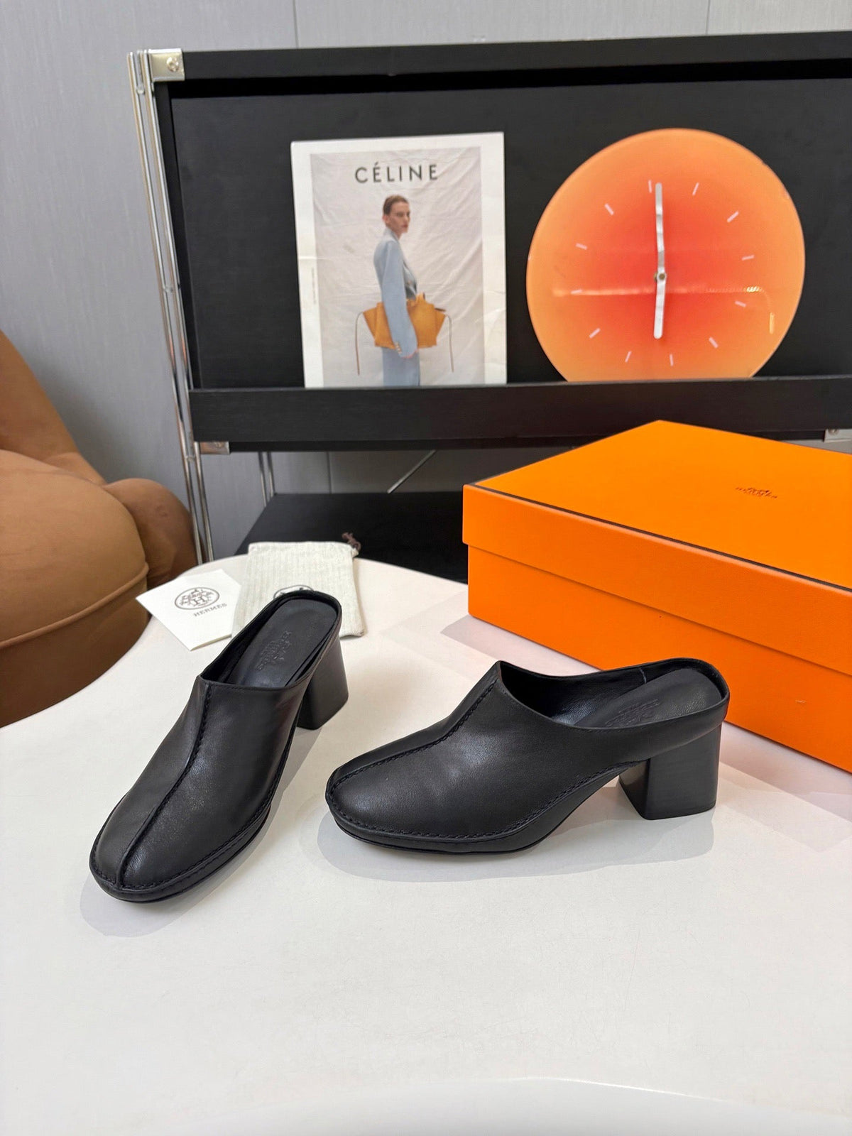 HM 26s Destin Mules 7cm Black Leather 146298