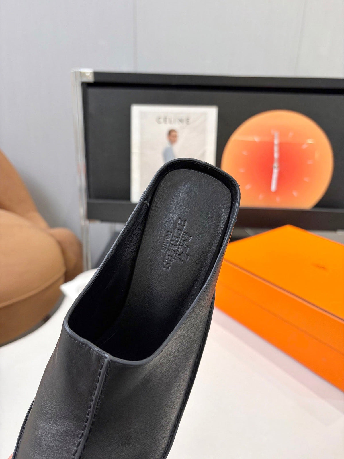HM 26s Destin Mules 7cm Black Leather 146298