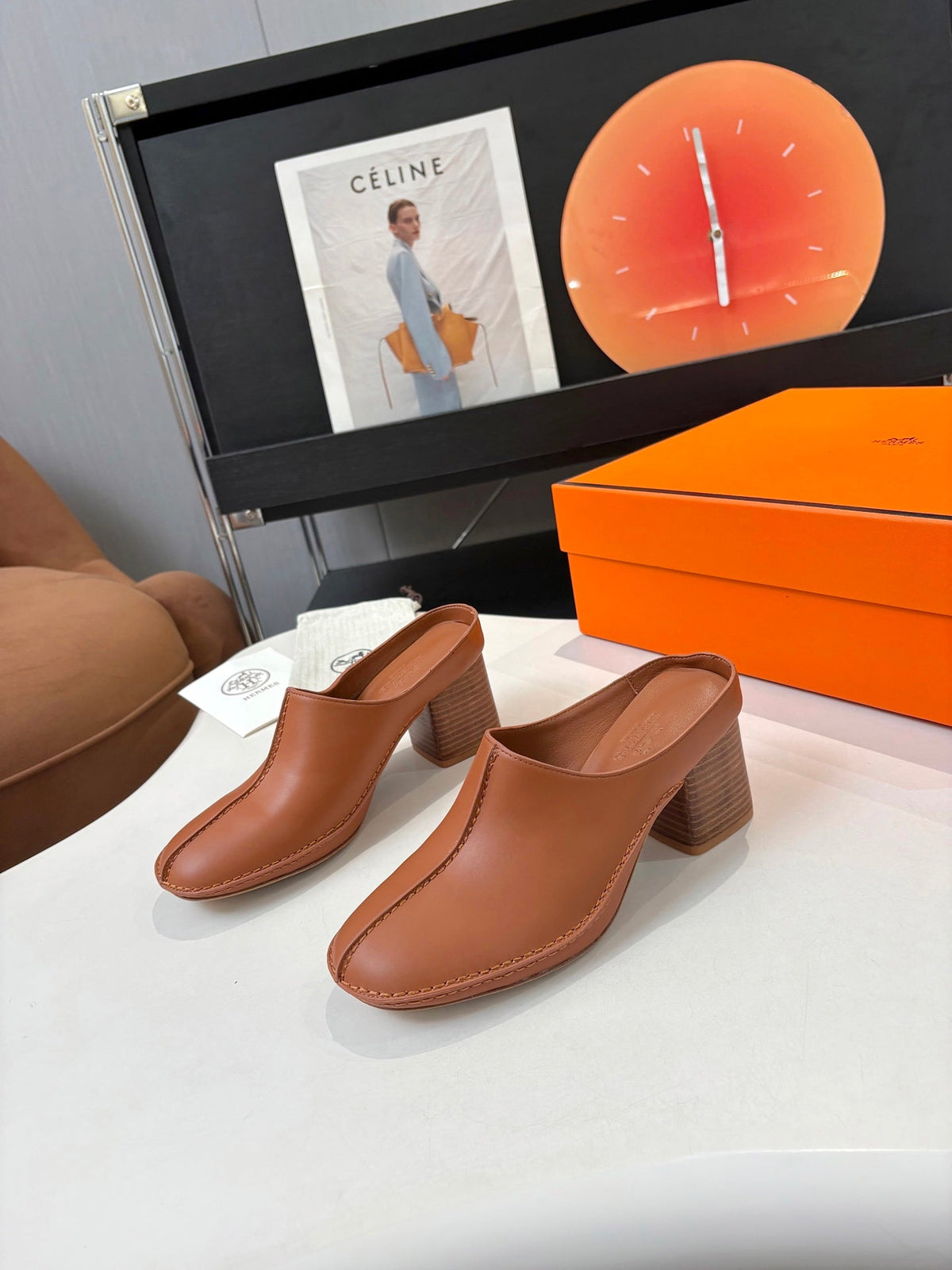 HM 26s Destin Mules 7cm Tan Leather 146299