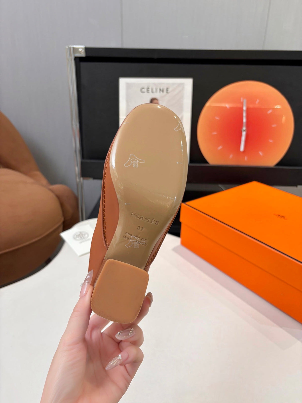 HM 26s Destin Mules 7cm Tan Leather 146299