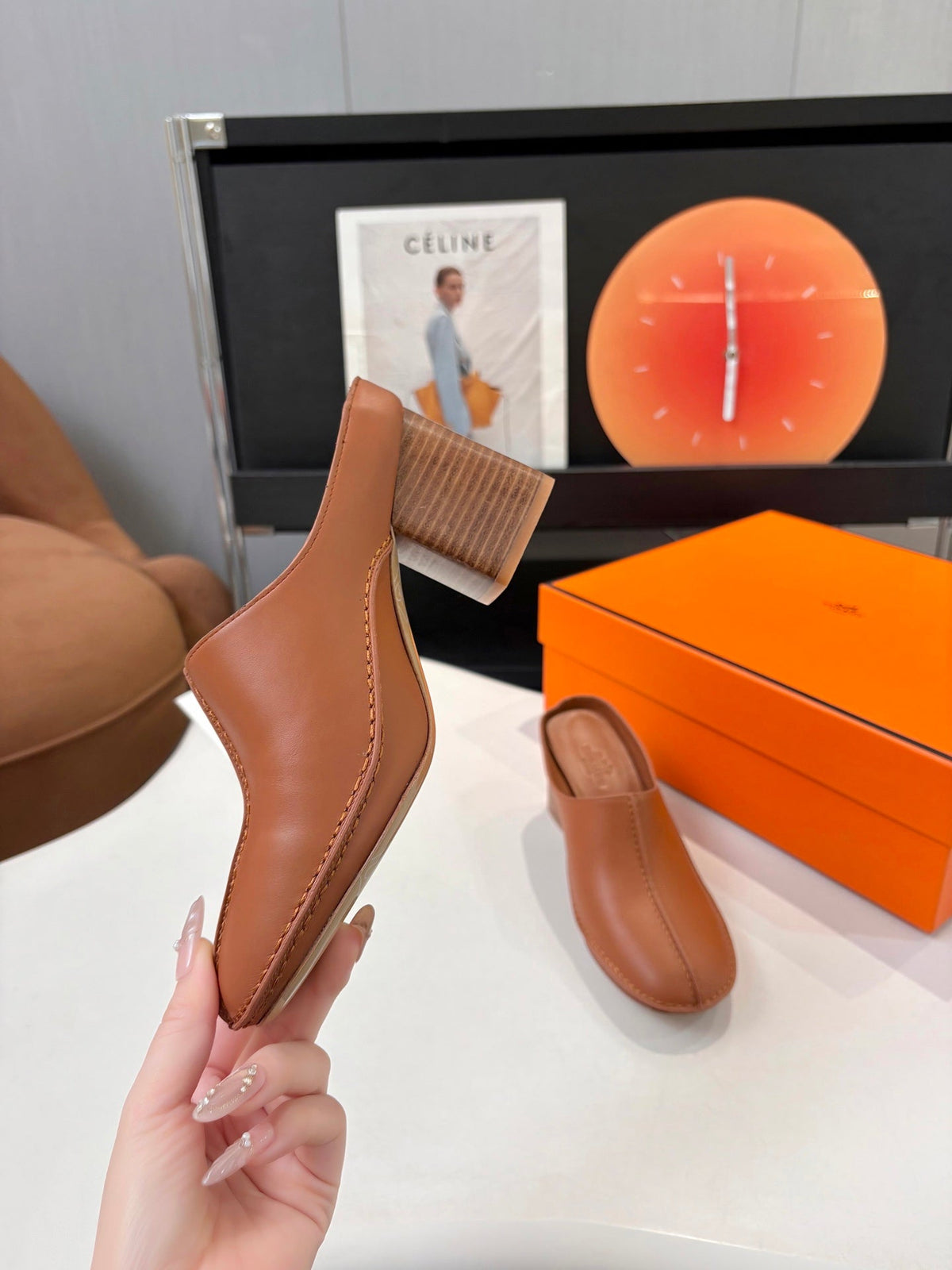 HM 26s Destin Mules 7cm Tan Leather 146299
