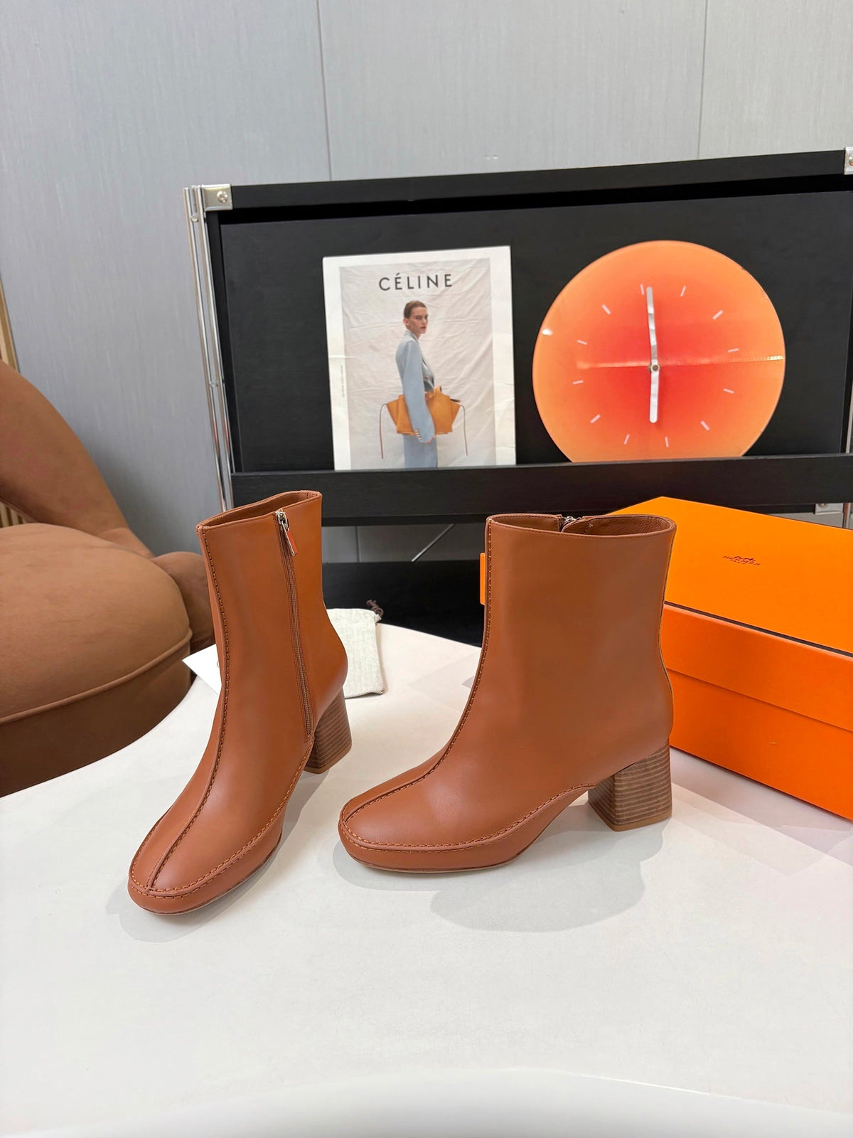 HM 26s Destin Ankle Boots 7cm Tan Leather 146296