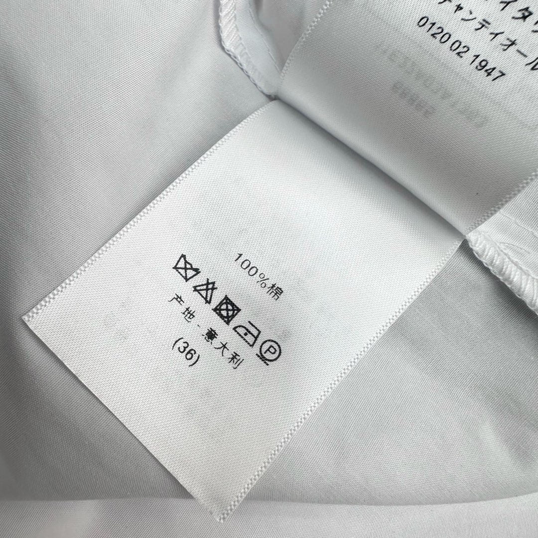 CD SS26 Broadcloth Long Stand Collar Shirt White Polyester 351870