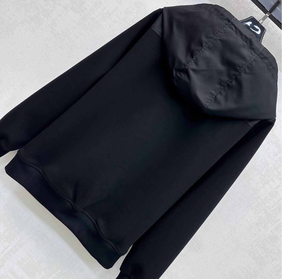 Prada Hoodie Nylon Details Black Polyester 351894