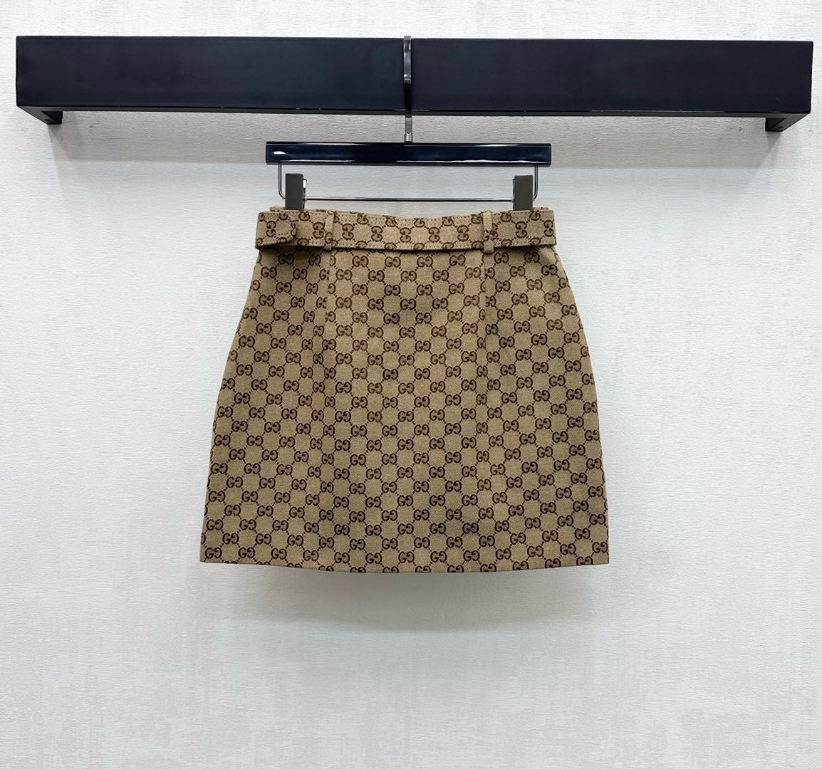 GG Skirt Horsebit Belt Beige Monogram Canvas Jacquard 349809