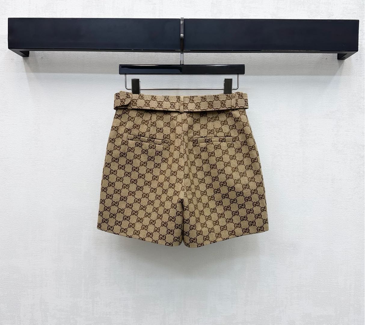 GG Shorts Horsebit Belt Beige Monogram Canvas Jacquard 349812