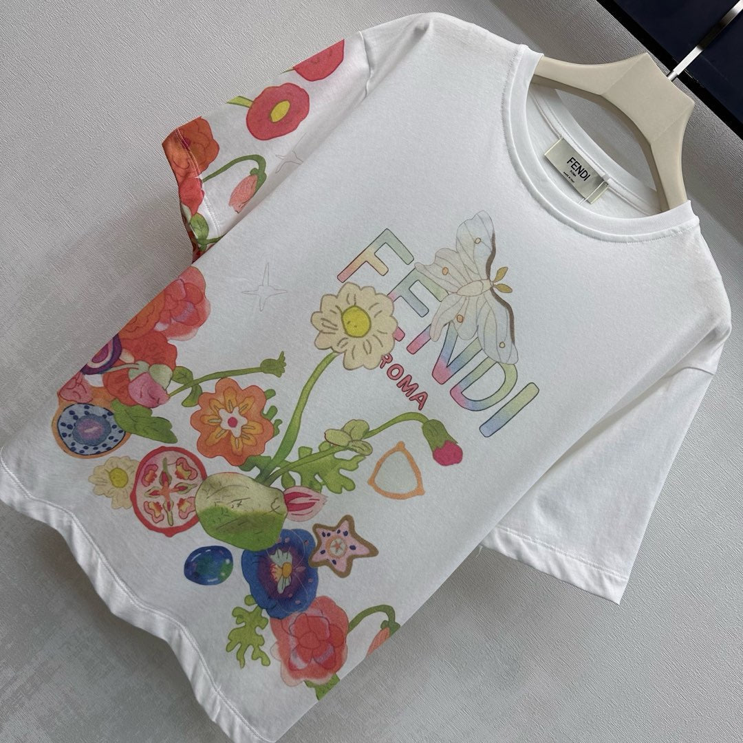 Fendi Future T-Shirt White Multicolour Cotton Jersey 350408