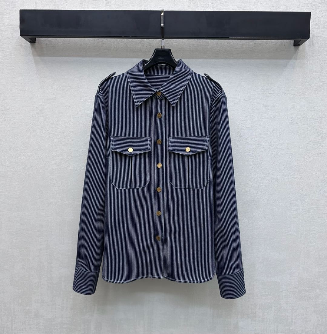 Zimmermann Patience Striped Denim Shirt Twill Cotton 350329