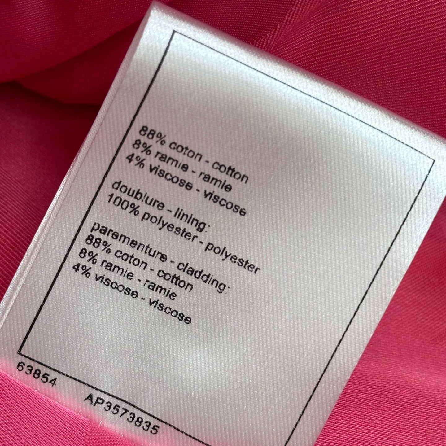 CC Double-breasted Wool Coat Fuchsia Pink Cotton 350261
