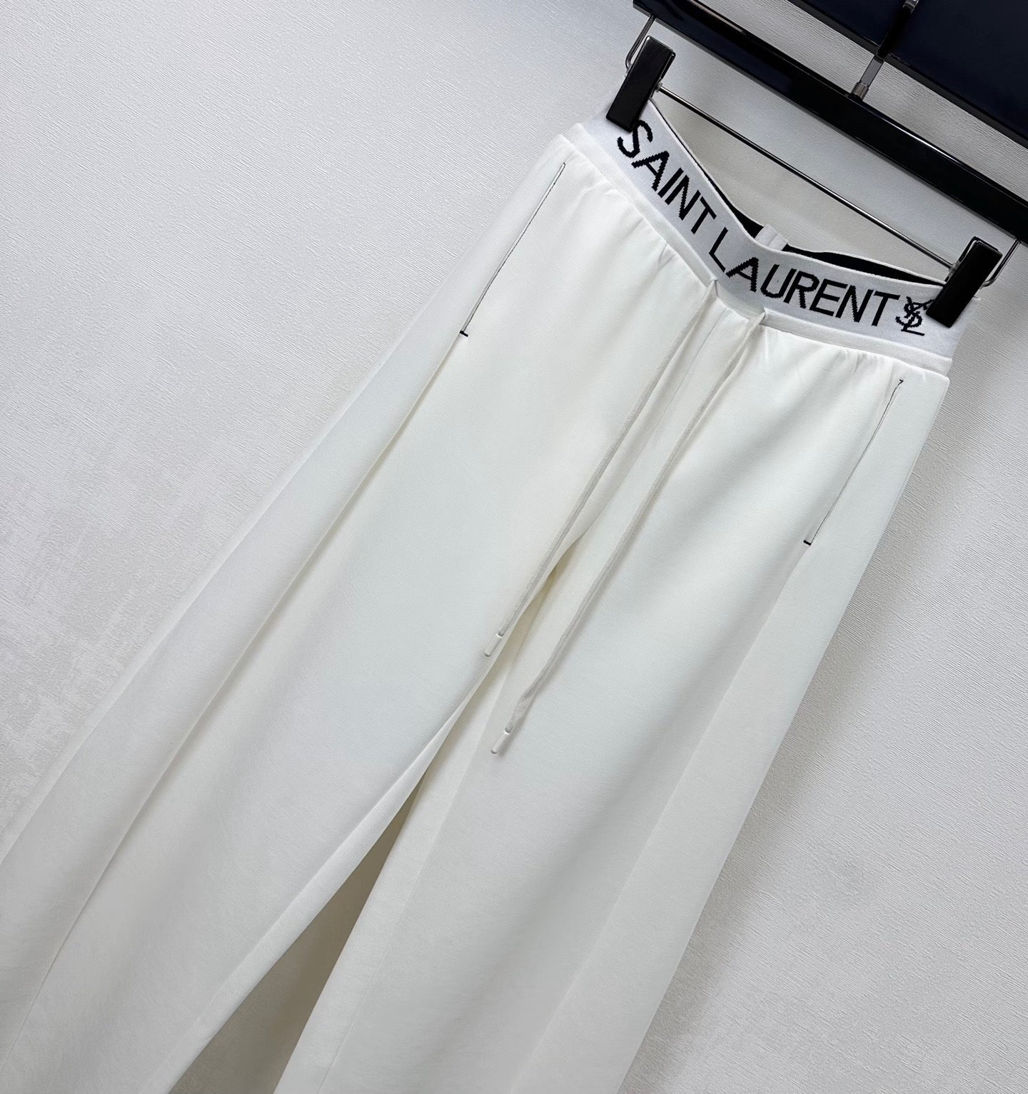 YSL Track Pants White Tencel Cotton 350193