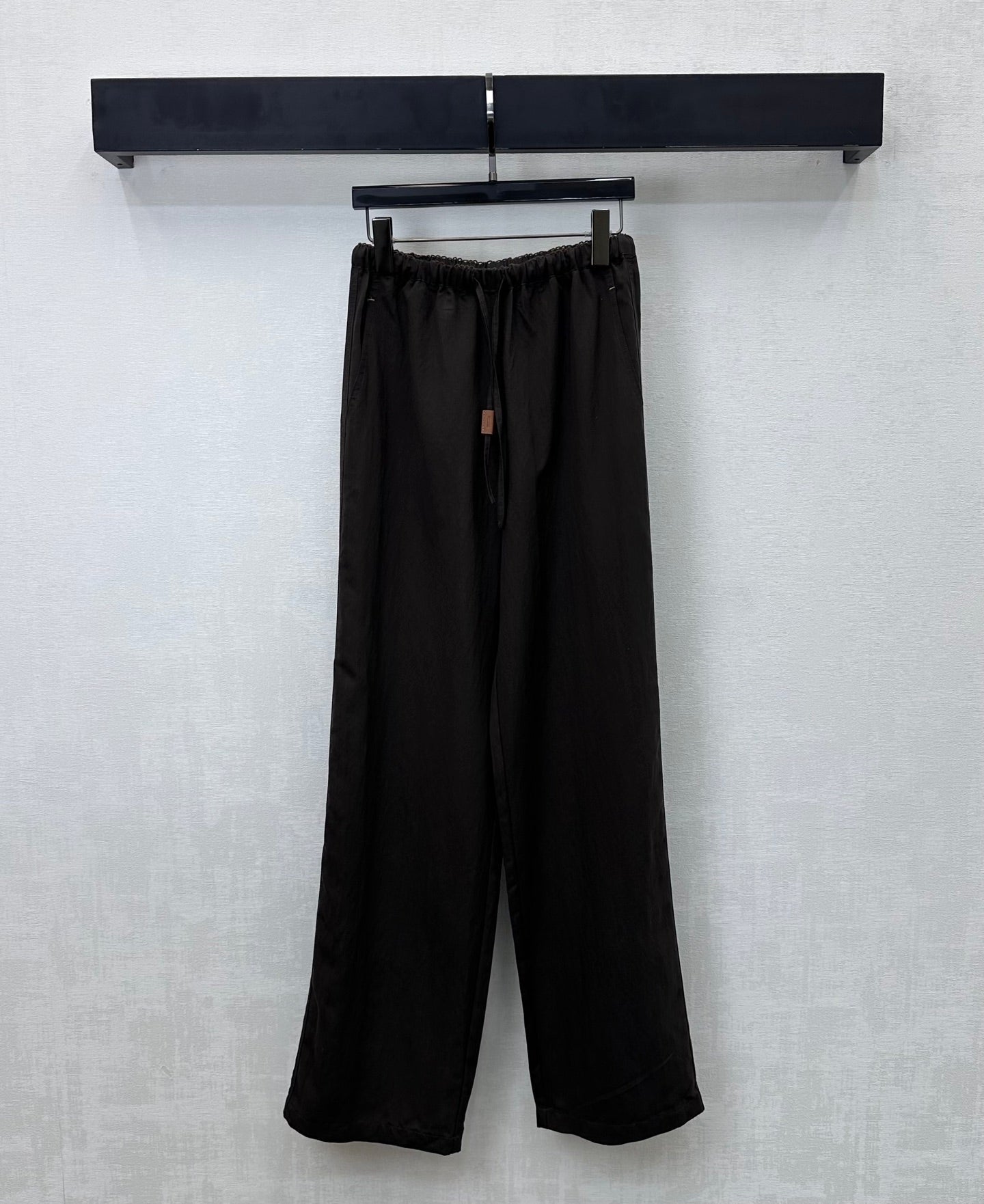 Loewe Drawstring Wide-Leg Pants Black Lyocell 350228