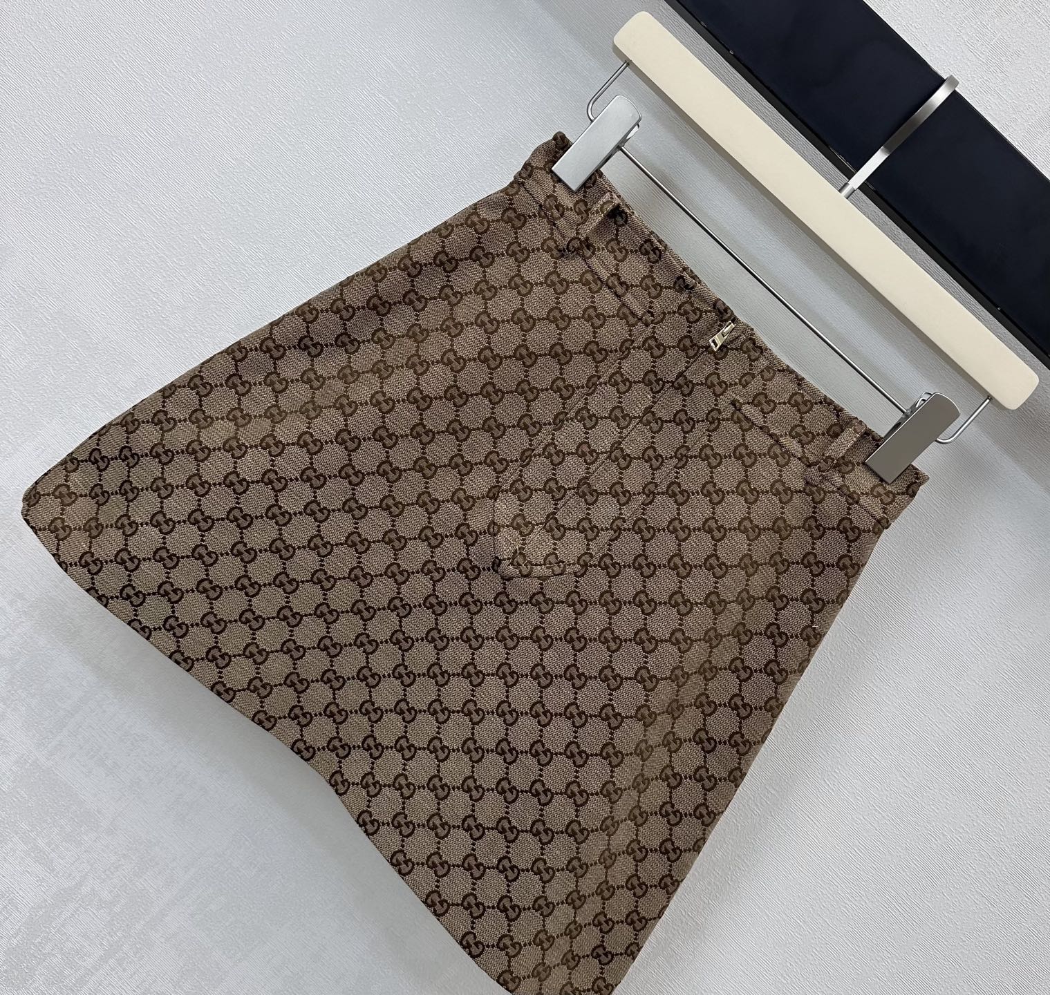 GG Skirt Horsebit Belt Camel Brown Monogram Canvas Jacquard 349789