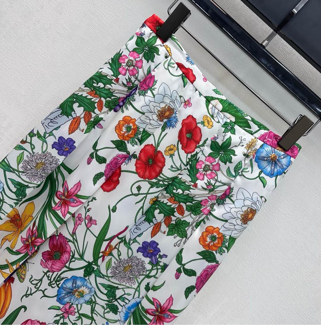 GG Printed Twill Pleated Skirt Whir Multicolor Silk 349759