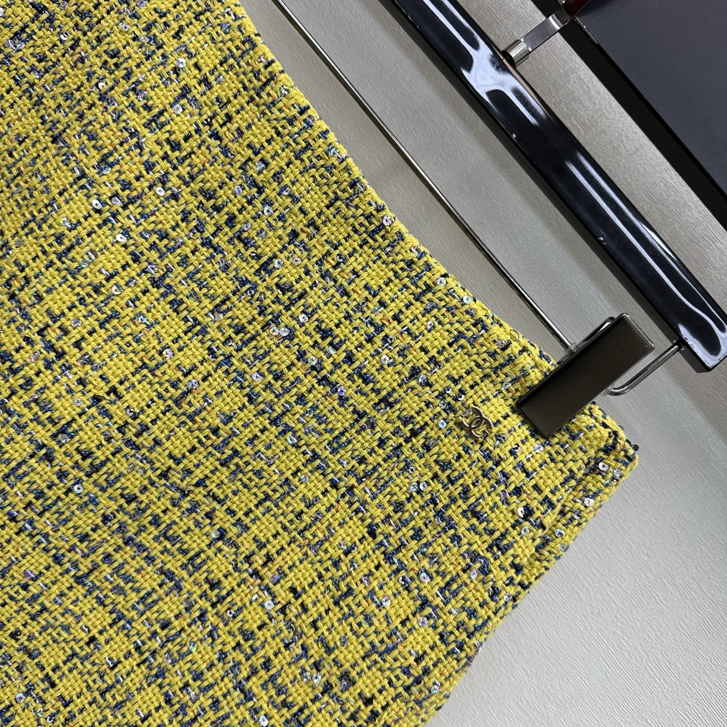 CC 26s Skirt Yellow Navy Blue Sliver Tweed 363983