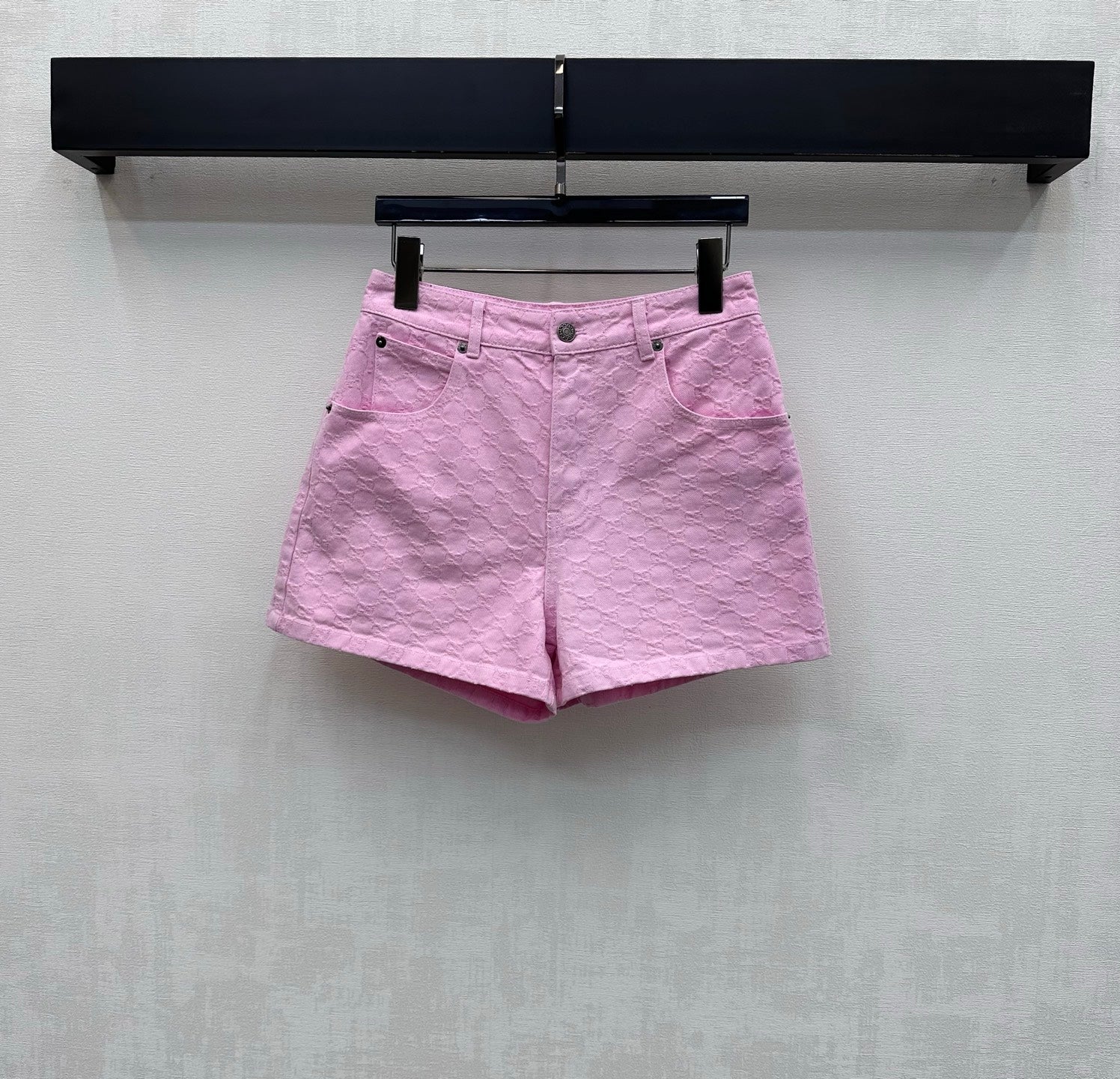 GG 26s Jacquard Straight Leg Shorts Hot Pink Denim 363930