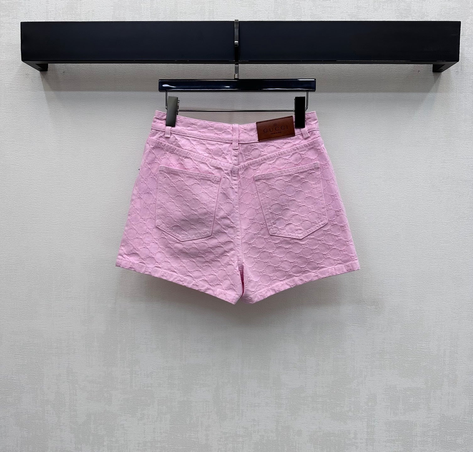 GG 26s Jacquard Straight Leg Shorts Hot Pink Denim 363930