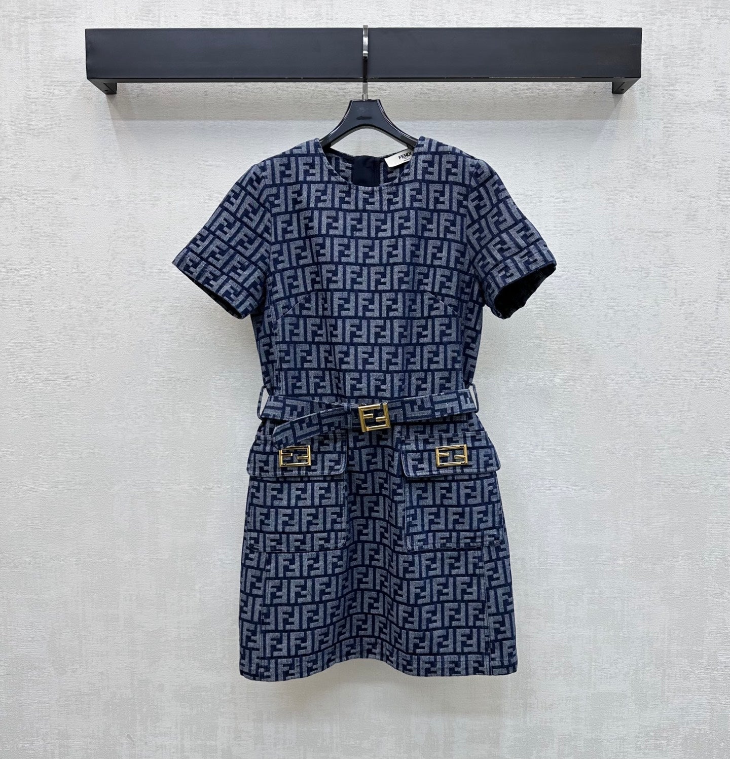Fendi 26s Dress Grey Blue Jacquard Denim 366967