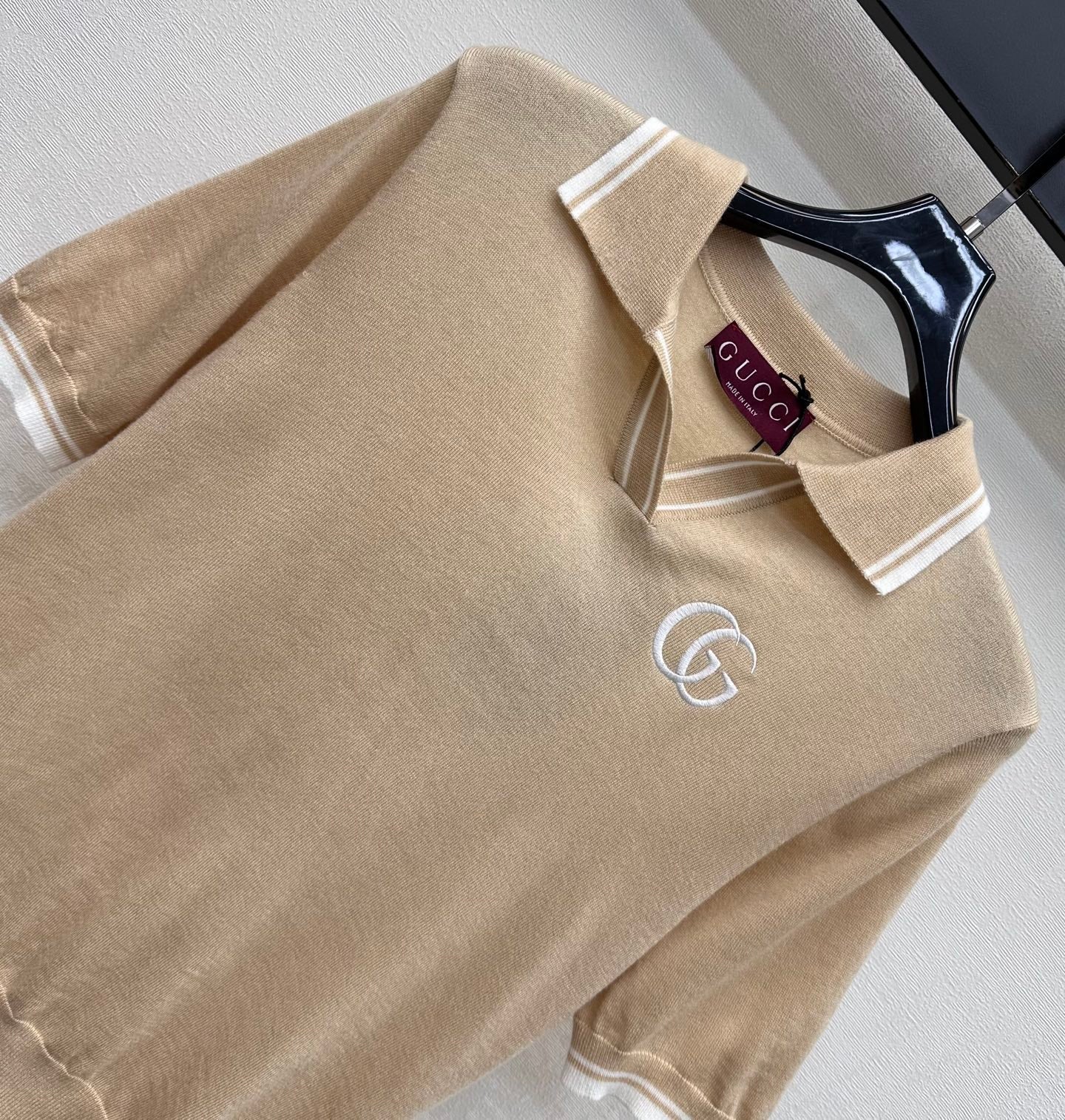 GG Polo Shirt Warm Taupe Cotton 378329