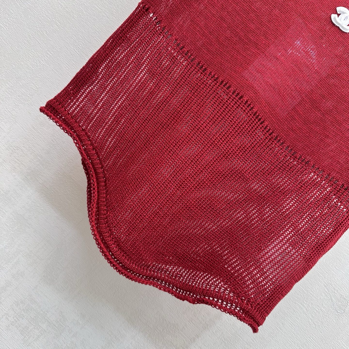 CC 26s Short-Sleeve Knit Top Red Wool Polyester 378324