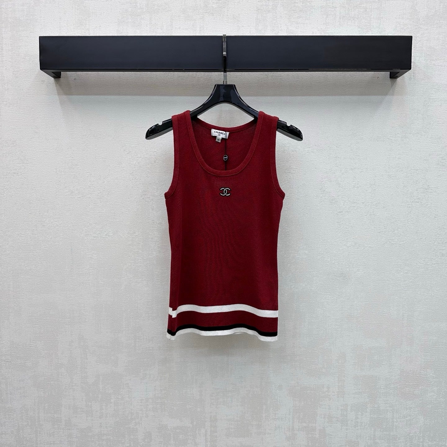 CC Striped Knit Vest Red Wool Nylon 378300