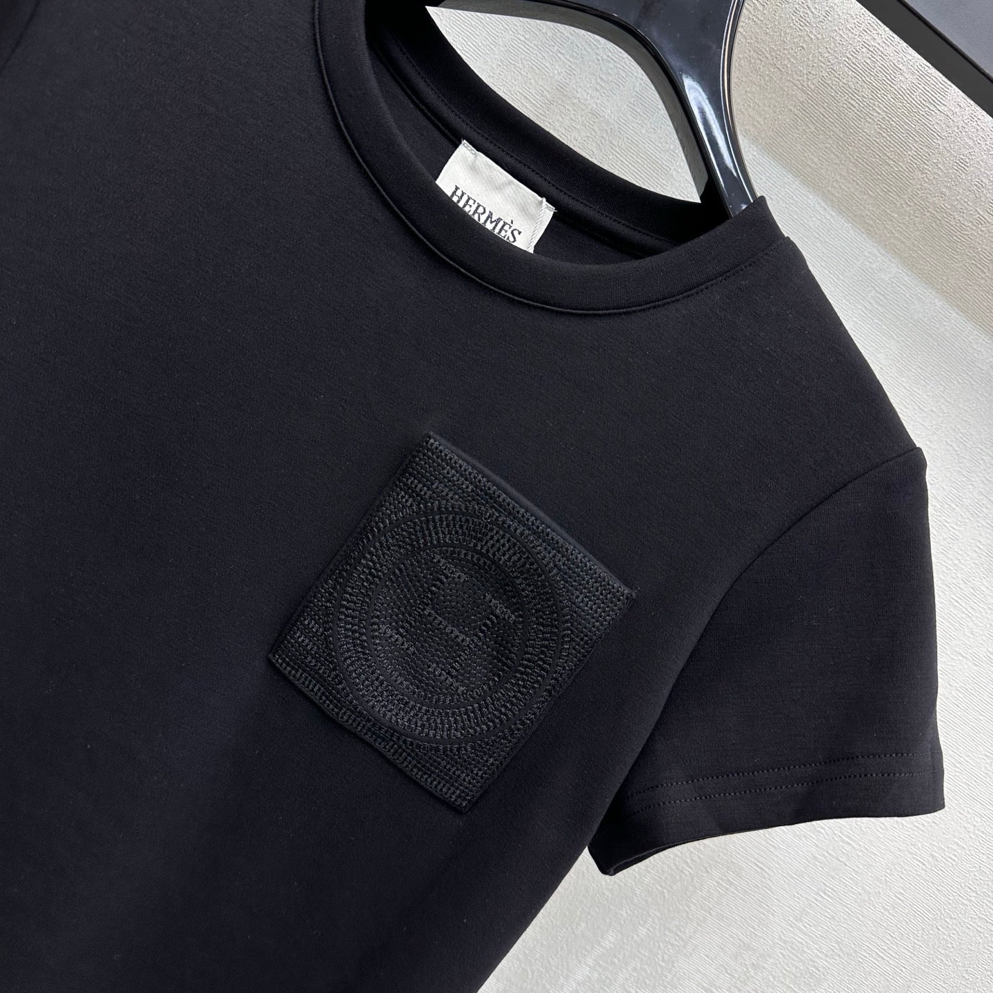 HM 26s Embroidered Pocket T-Shirt Black Cotton 378826