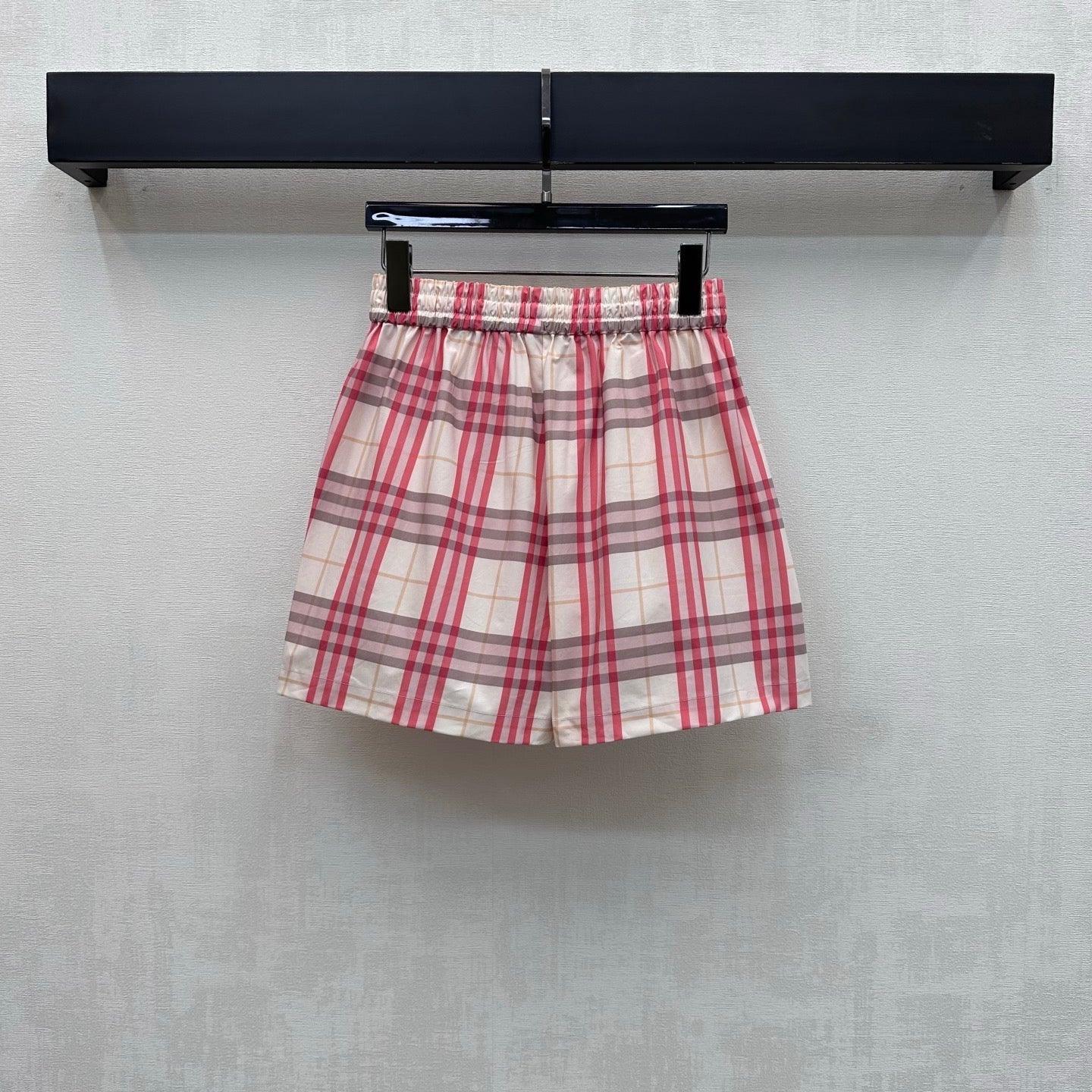 Burberry Checked Shirt Short Set Pink Ivory Polyester