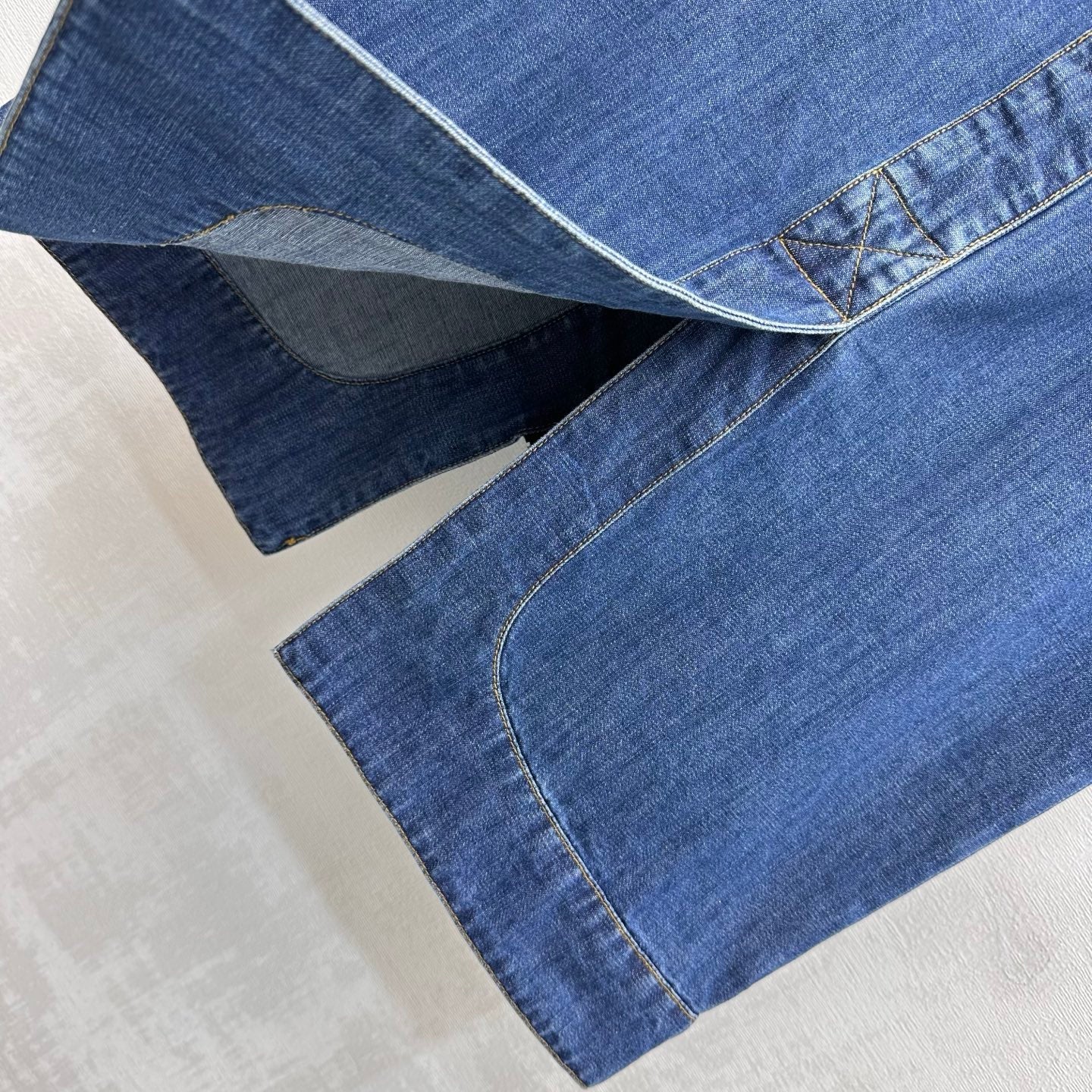 Fendi 26s Slit Skirt Navy Blue Denim 378779