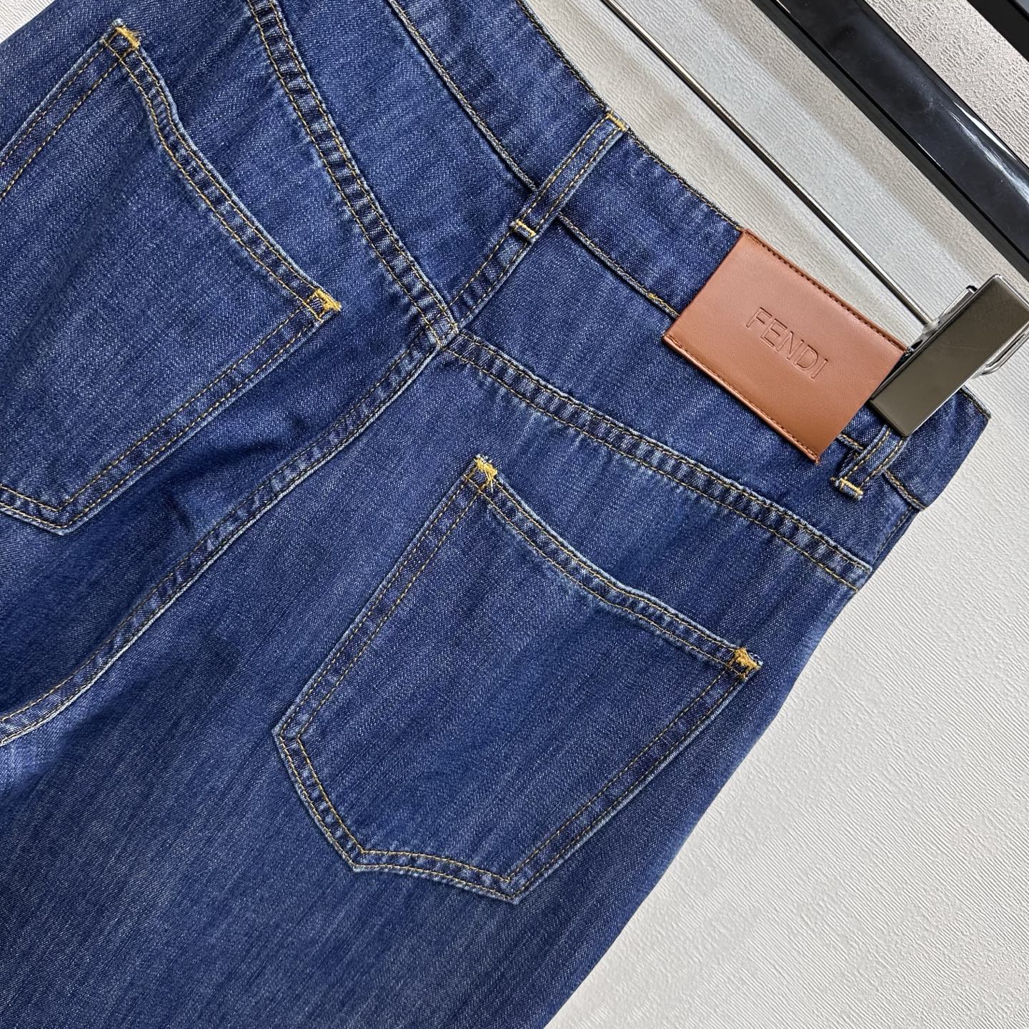 Fendi 26s Straight Leg Trousers Navy Blue Denim 378785