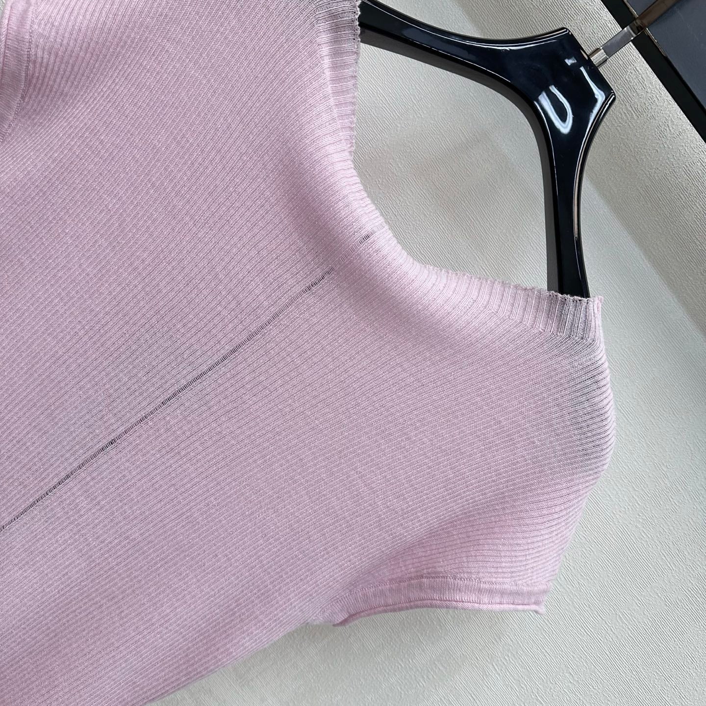 CC 26s Rose Short-Sleeved Knit Top Pink Wool 399739