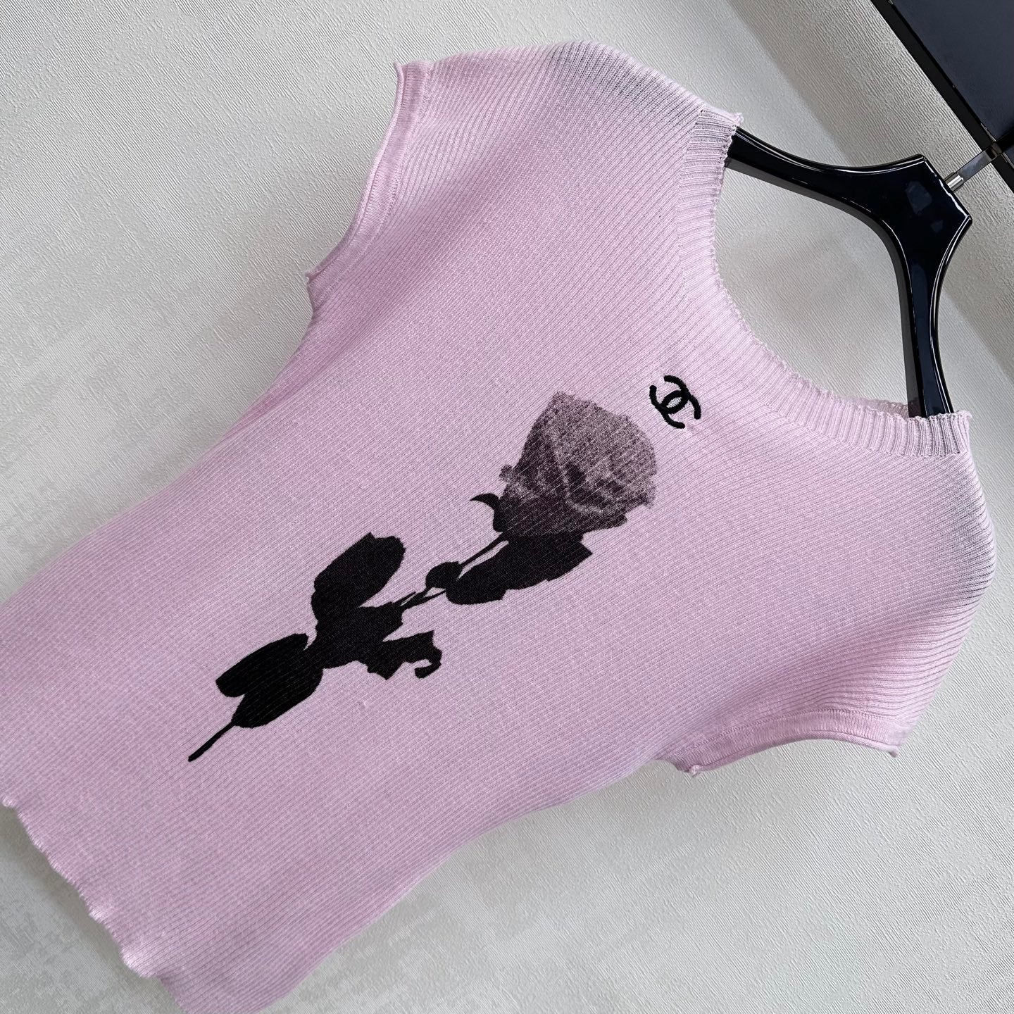 CC 26s Rose Short-Sleeved Knit Top Pink Wool 399739