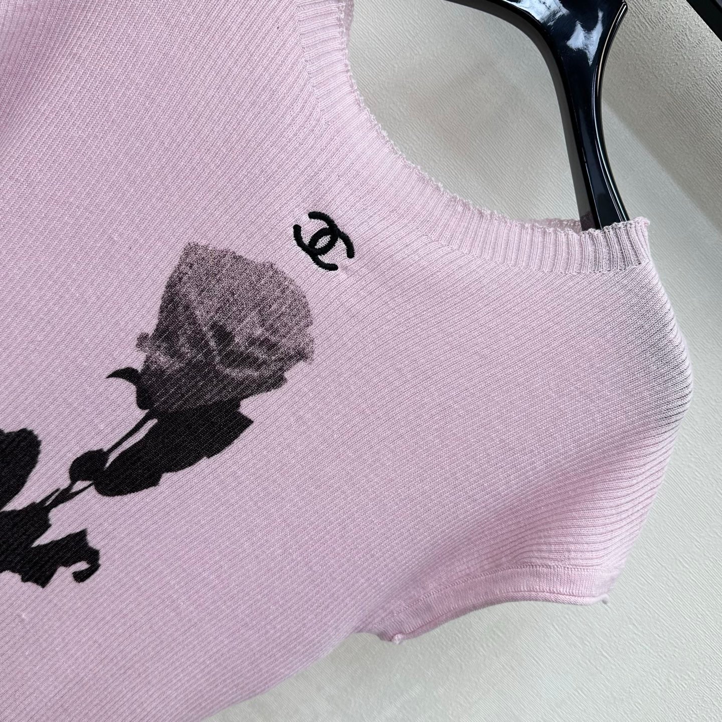 CC 26s Rose Short-Sleeved Knit Top Pink Wool 399739