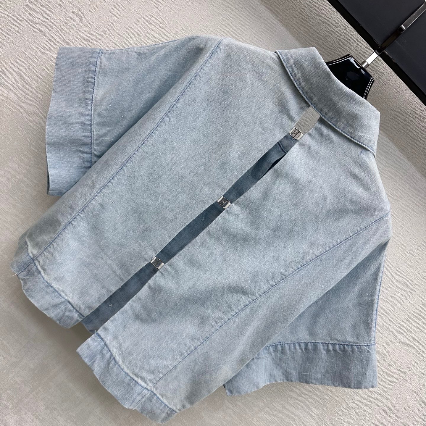 Chanel 26s Short-Sleeve Denim Shirt 1434