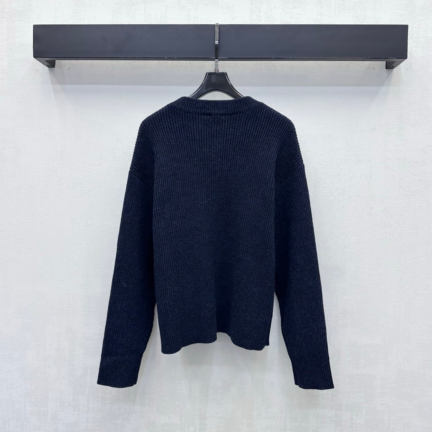 CD 26s Embroidered Knitted Long-Sleeve Top Navy Blue Wool Cashmere 421318