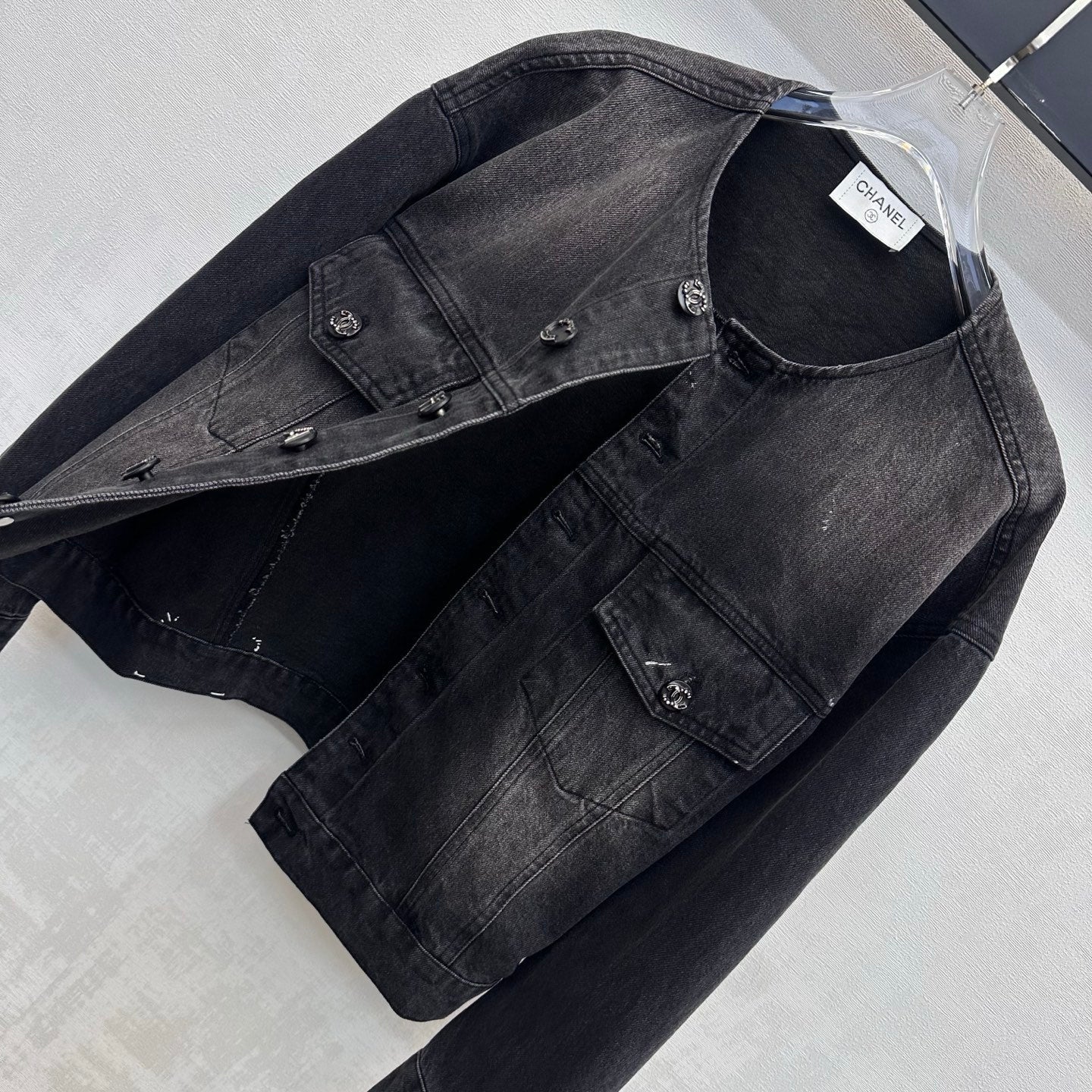 CC 26s Letter Button Jacket Dark Grey Denim 422630