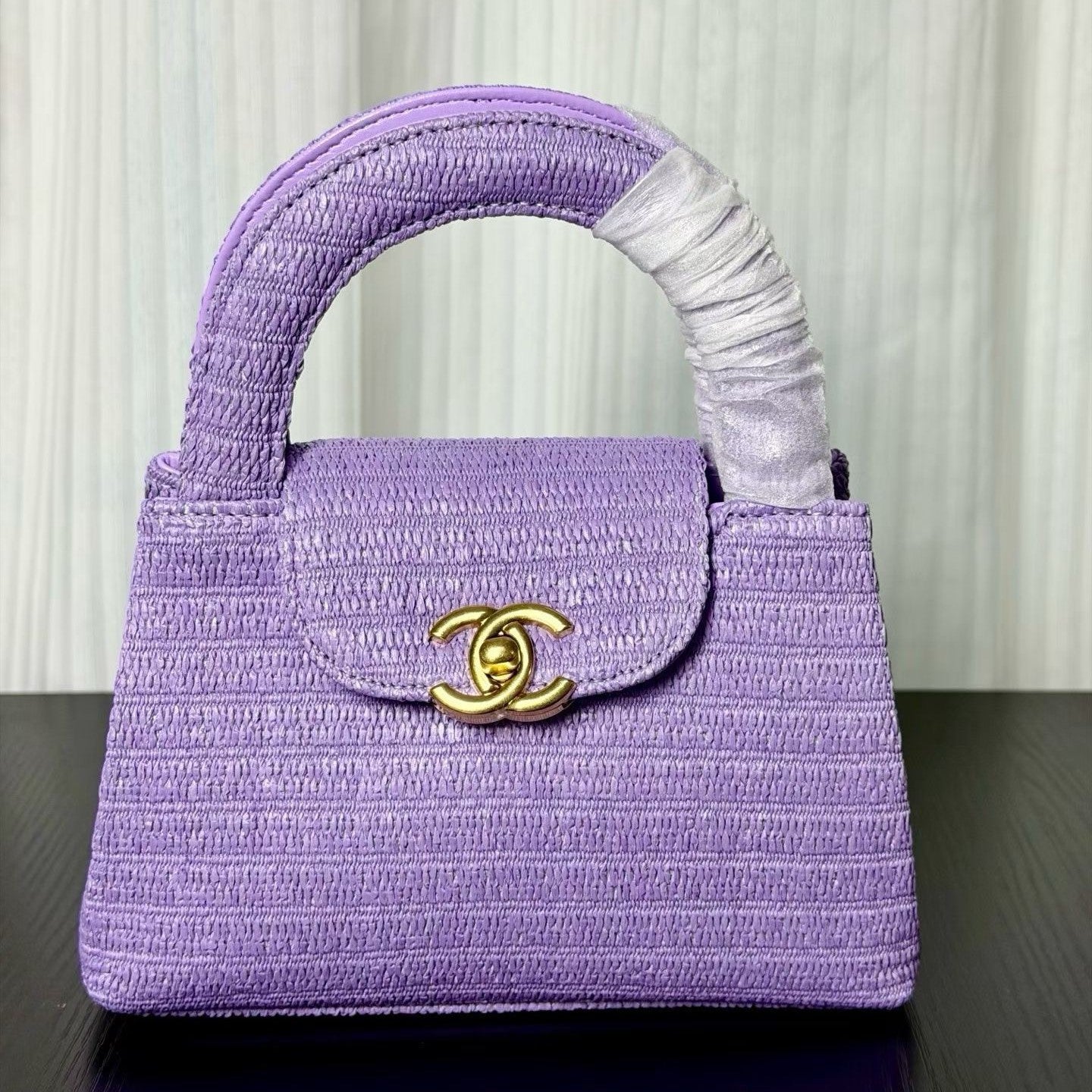 Chanel Kelly 2026 Bag 19cm Purple Raffia Leather