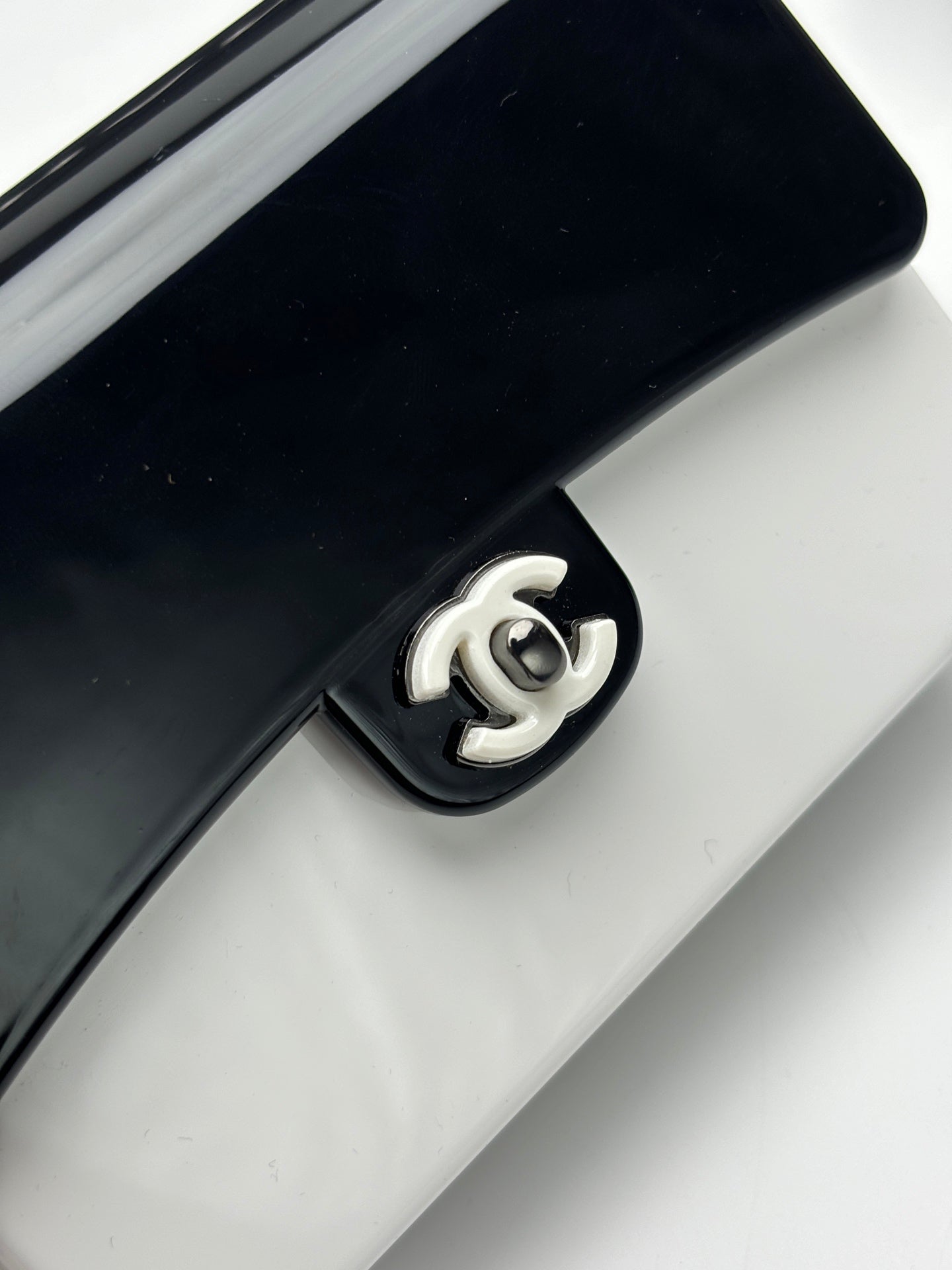 CC Evening Bag White Black Acrylic