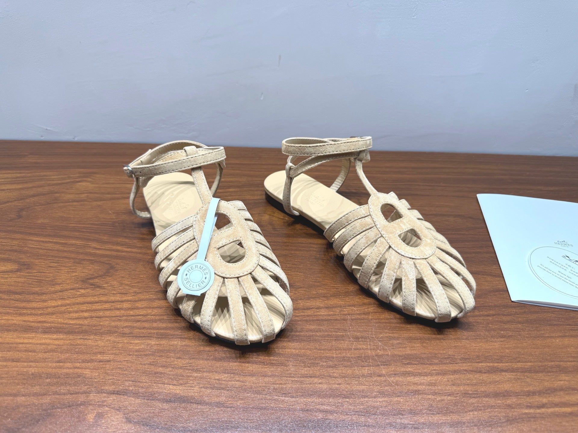 HM Nour Sandals Light Khaki Suede 849487