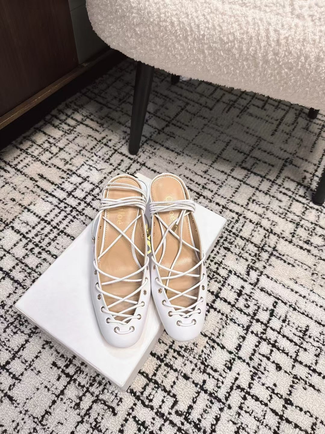 Chloé 26S Lace-Up Heels 60 mm in White Calfskin