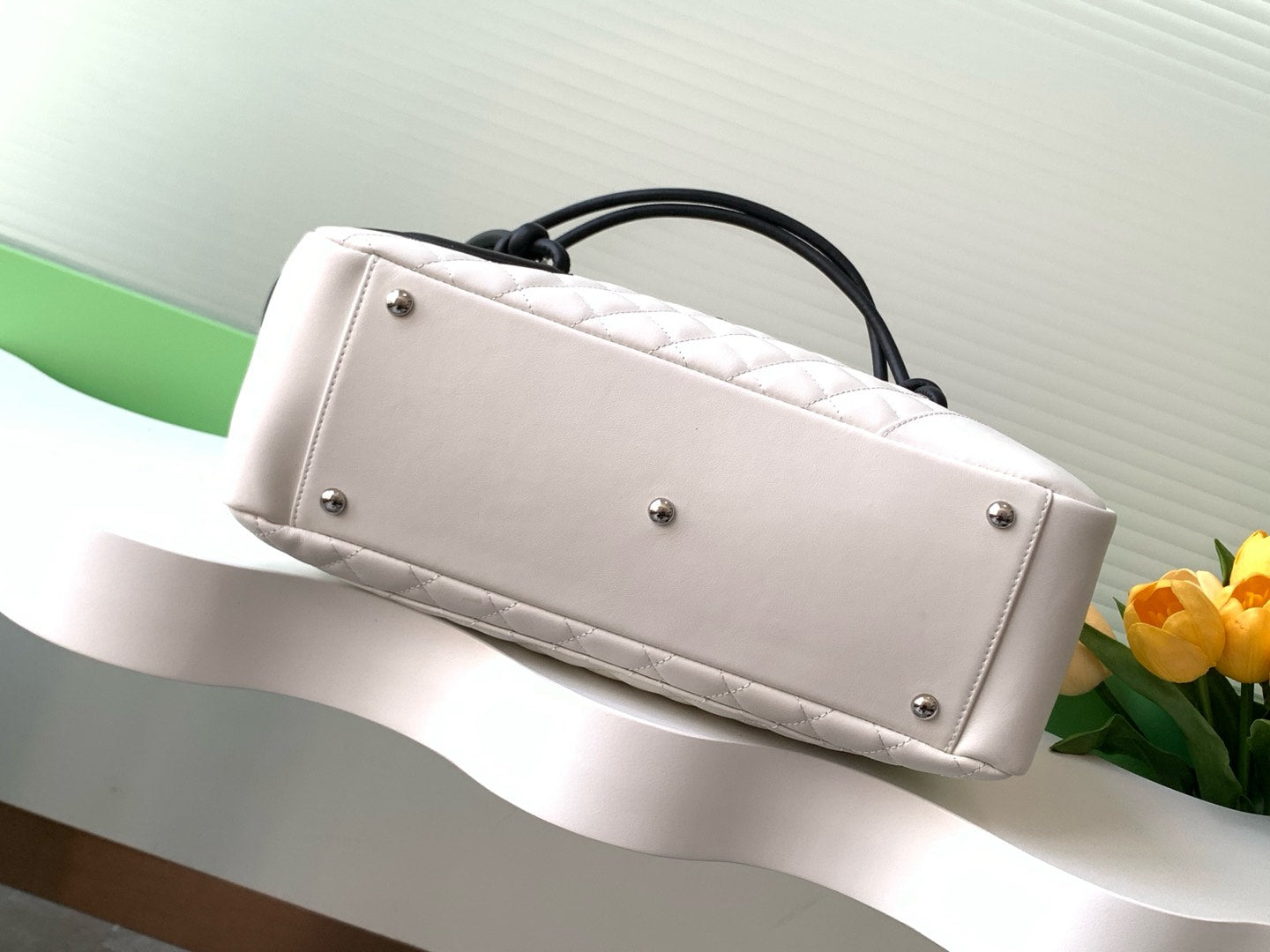CC 2025 Cambon Bag 33cm White Black Lambskin 308109