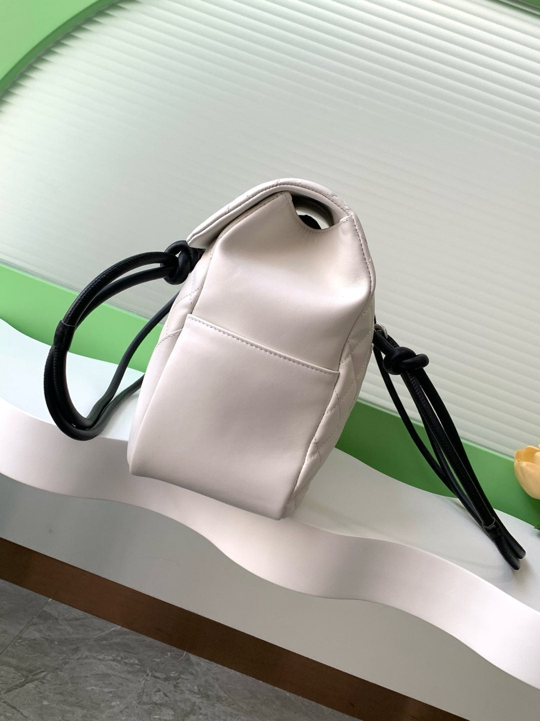 CC 2025 Cambon Bag 33cm White Black Lambskin 308109