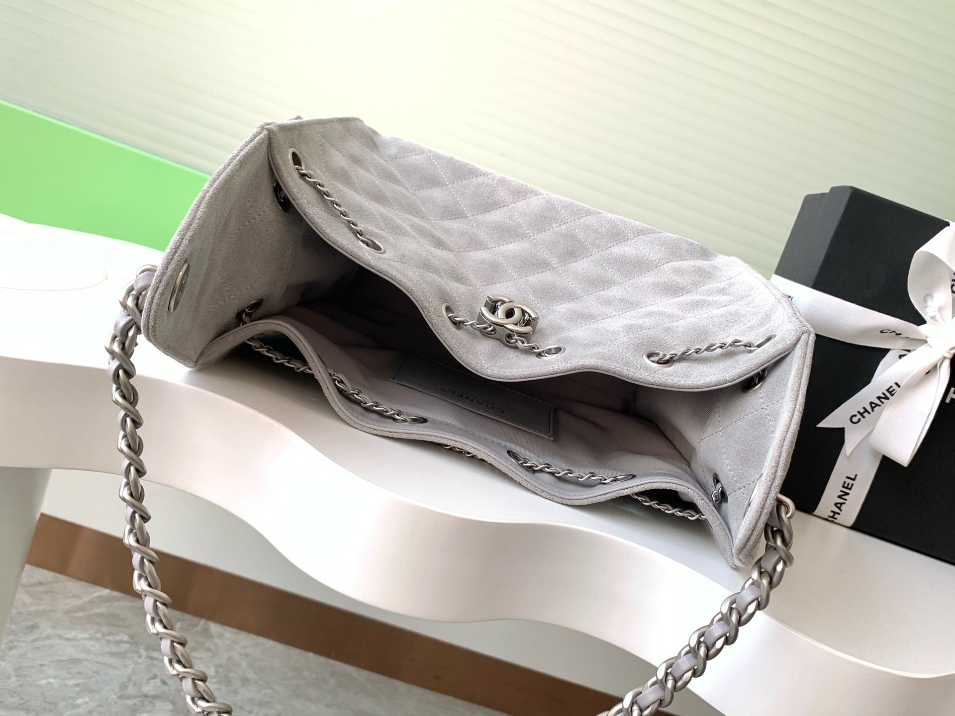 CC 25C Hobo Bag 30cm Dark Grey Suede