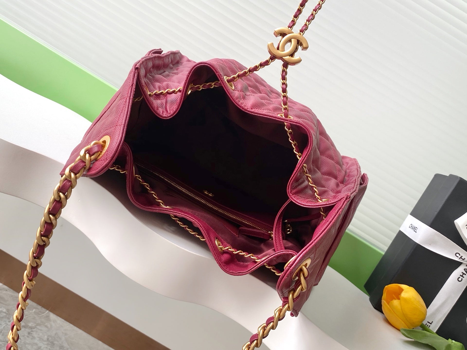 CC 25C Hobo Bags 40cm Dark Red Grained Calfskin