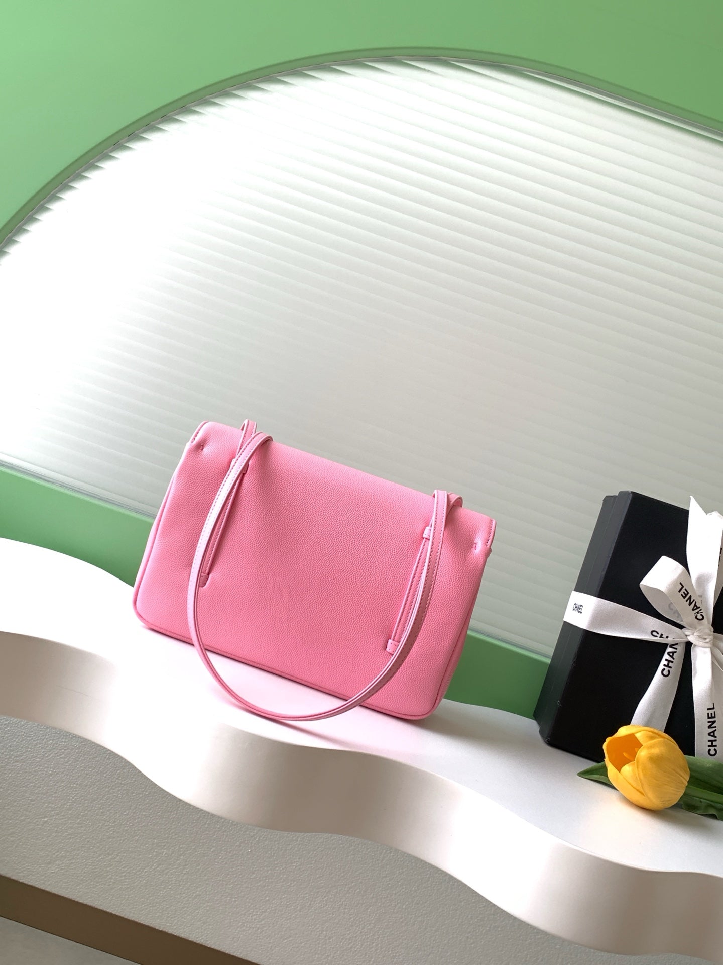 CC 2026 Preppy Coco Bag 22cm Light Pink Caviar Leather Gold Hardware