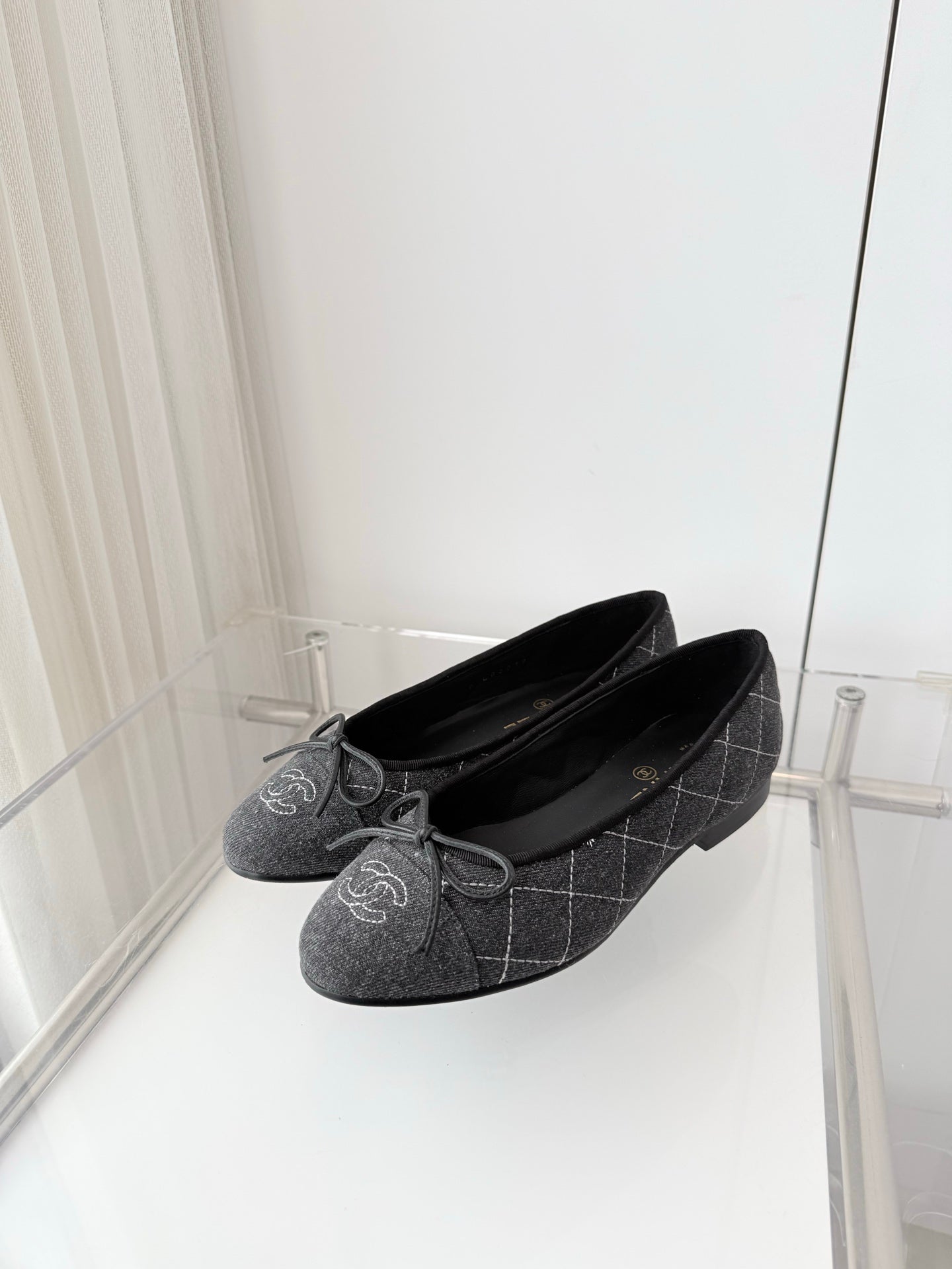 Chanel 2026 Ballet Flat Grey Denim 697395