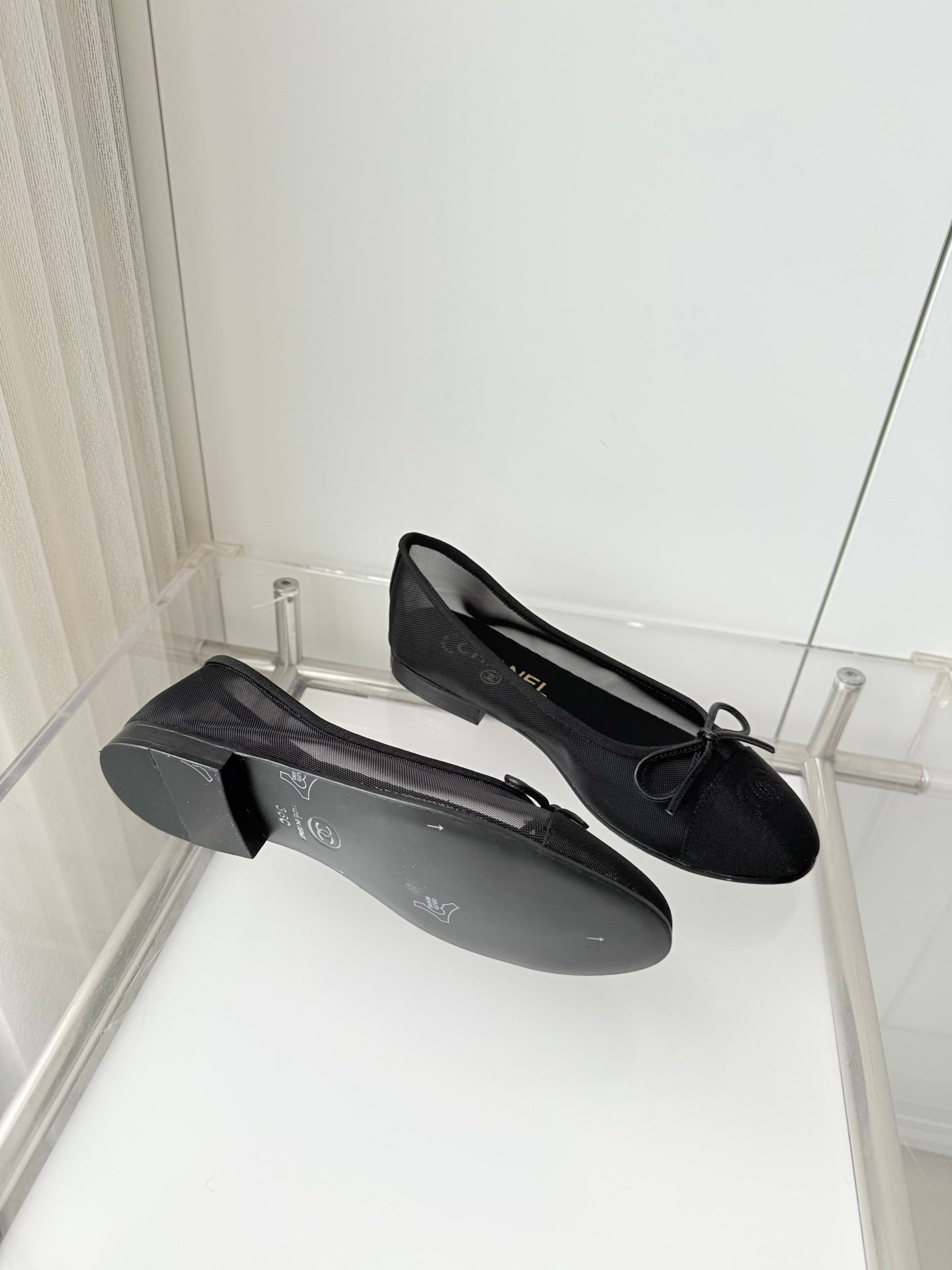 Chanel 2026 Ballet Flat Black Mesh Canvas 697398