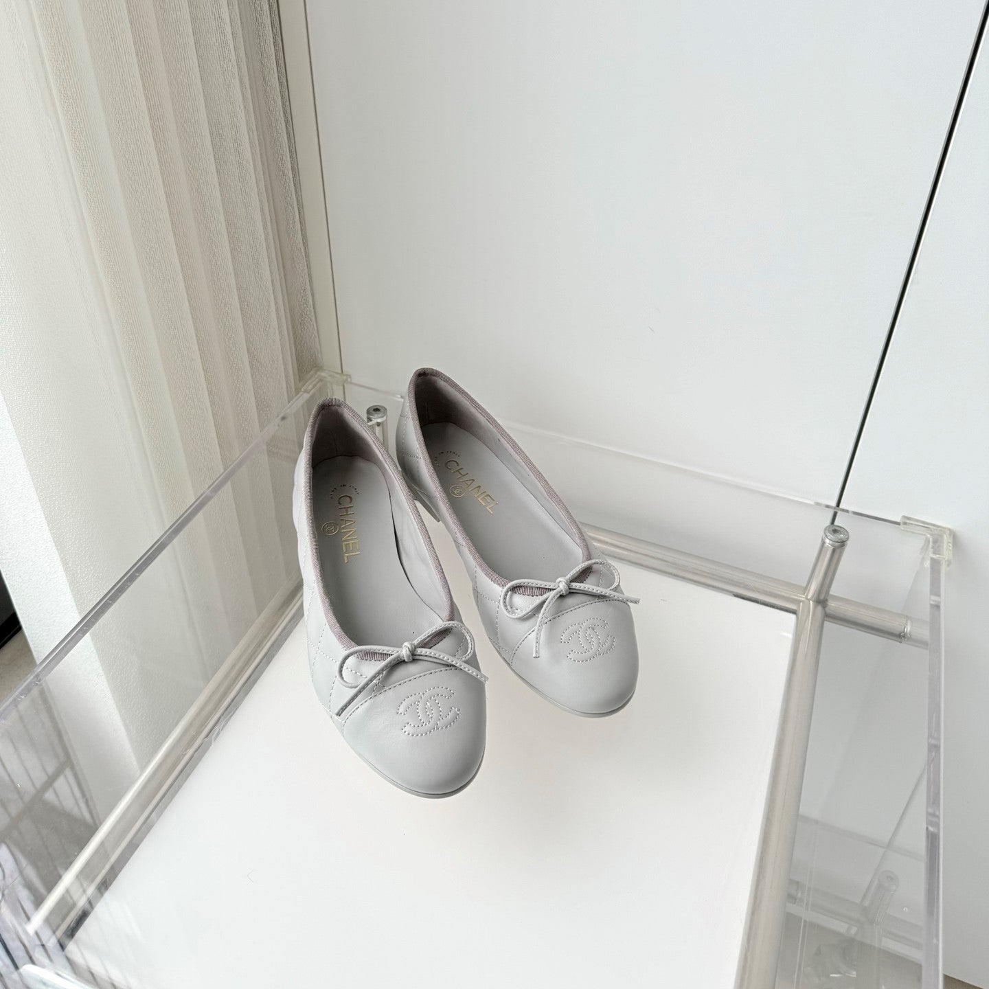 Chanel 2026 Ballet Flat Grey Quited Lambskin 697405