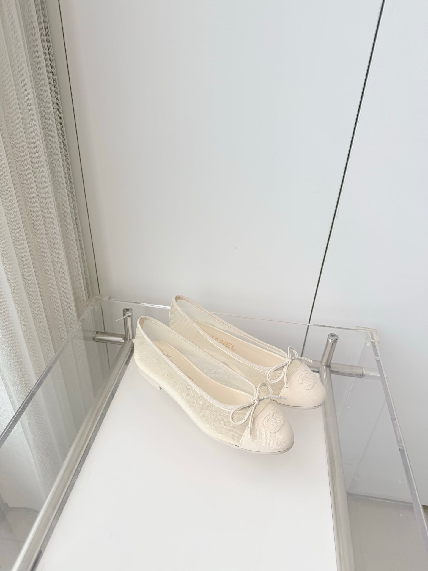 Chanel 2026 Ballet Flat White Mesh Lambskin 697411