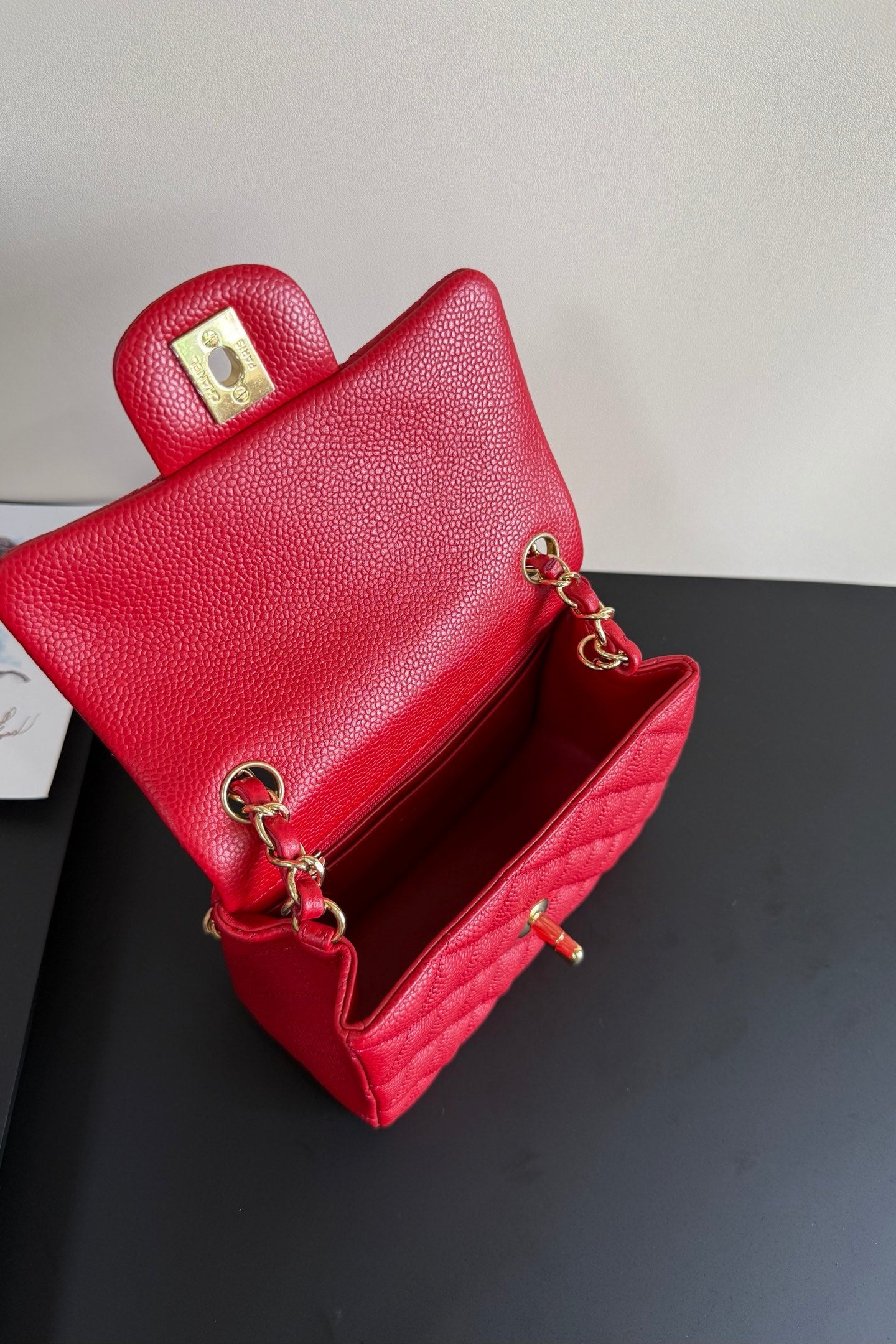 CC Flap Bag 17cm Red Caviar GHW 284747