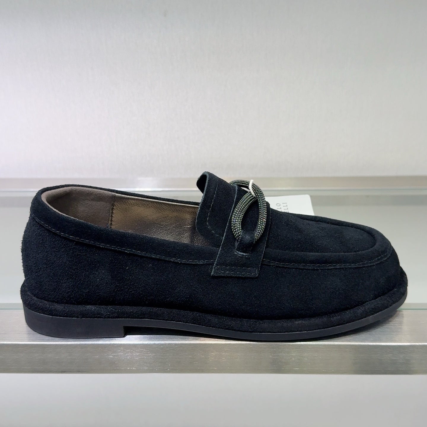 Brunello Women's Striped Shoes Black Suede Dark Brown