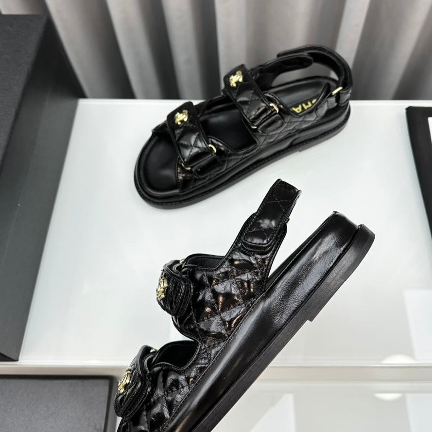 CC 26 Dad Sandals Black Lambskin